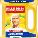 Mr. Clean Antibacterial All Purpose Cleaner, Floor Cleaner for Mopping Home, Bathroom, & Kitchen, Cleaning Liquid for Mop & Tub, Cleaning Supplies, Multi-Surface Dilutable, Lemon, 99oz
