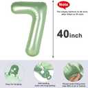 2 x 7 Balloon Numbers 40 Inch, 6 7 Birthday Decorations, Olive Green Seven Birthday Decor, 7 17 27 70 Year Old Balloon Number for Engagement, Wedding, Graduations