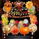Fall Halloween Trunk or Treat Car Decorations Kits with Christian Fall for Jesus He Never Leaves Banner Fall Balloons Autumn Foil Balloons for Religious Car Trunk Decorations Jesus Party Decor