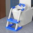 Potty Training Seat with Step Stool Ladder, Toddler Toilet Seat for Boys Girls, Adjustable 6 Heights Fits Round & Elongated Toilets, Anti-Slip Pads & Leak-Proof Guard