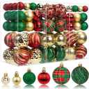 100ct Christmas Ball Ornaments Set, Red Green and Gold Shatterproof Hand-Painted Hanging Baubles Decoration Bulk for Xmas Tree, Wreath, Garland, Home Holiday Decor