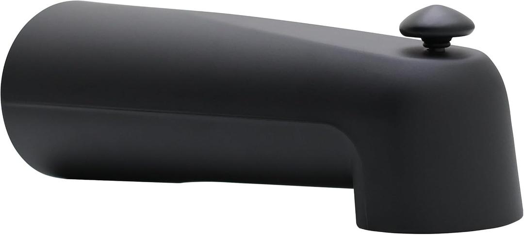 Westbrass E507D-1F-62 7" Reach Wall Mount Tub Spout with Diverter, Matte Black