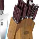 Kitchen Knife Set with Block 18-Piece, Super Sharp High Carbon Stainless Steel Chef Knife Set, Professional Cutlery Knife Set with Sharpener