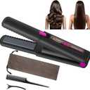 Cordless Hair Straightener, Nsyee 2 in 1 Ceramic Coated Flat Iron and Curler with 6 Temperature Settings, LCD Display, 4500mAh USB Rechargeable, Portable Mini Curling Iron for All Types Hair, Black