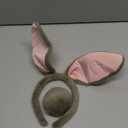 Parma77 Easter Bunny Ears Headband and Tail Set, Grey Plush Rabbit Ears Headband Women Costume Accessories Set, Halloween Cosplay Hairbands for Adults