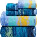 SEMAXE 6-Piece Colorful Bathroom Towel Set - 100% Cotton, 2 Bath Towels, 2 Hand Towels, 2 Washcloths, Lighter Weight, Ultra-Soft and Super Absorbent