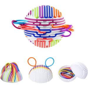 Sensory Fidget Toys Sensory Activity Ball Includes 24 Slicone Ropes for 3+ Kids & Adults with Autism, Calming Anxiety ADHD Occupational Therapy Toys