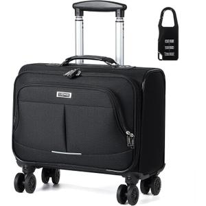 Lekebobor Rolling Laptop Bag Rolling Laptop Briefcase on Wheels for Women Fits Up to 15.6Inch computer Bags Water Resistant for Work Travel and Business, Black (Large)