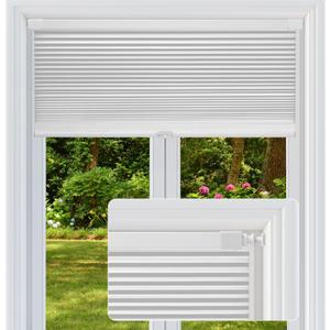 Cordless Cellular Shades, No Drill No Tools Honeycomb Window Blinds, Blackout Light Blocking Cellular Shades for Window, Thermal Insulation Blinds, Easy to Install, White 31" W x 48" H