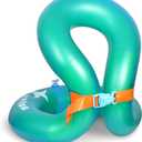 Floaties Swim Vest for Child, Portable Inflatable Pool Floats Swimming Ring with Adjustable Safety Buckle, Safety Swim Arm Bands with Double Surround Air Bag, Durable Float Tube for Kids (M(for weight:48-88lbs), Deep Green)