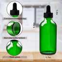 6 Pack 4oz Green Glass Bottles with Glass Eye Droppers for Essential Oils, Perfumes & Lab Chemicals (Brush, Funnels, 2 Extra Droppers, 12 Pcs Labels & Measuring Cup Included)