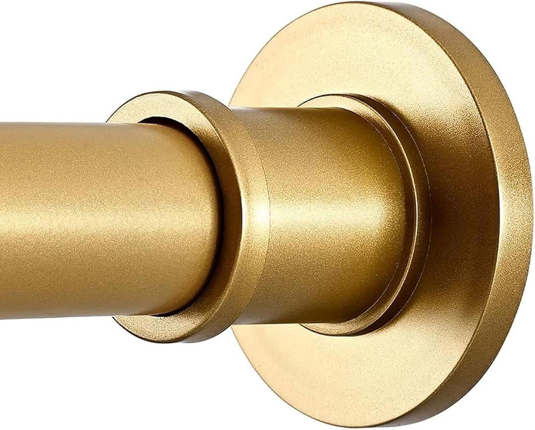 BRIOFOX Industrial Shower Curtain Rod - Rustproof Non-Slip 43-72 Inches Tension Curtain Rod for Window or Bathroom,Frosted Gold Painted Finial