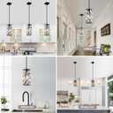 Crystal Pendant Lights Kitchen Island 2 Pack, Modern Black Chandelier Height Adjustable, Hanging Lights for Kitchen Island Dining Room Bedroom