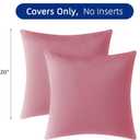 QUORGVES Pink Velvet Pillow Covers 20x20 Inch Set of 2, Soft Solid Decorative Square Throw Pillow Covers, Decor Cushion Covers for Bed Sofa Couch Bedroom Living Room