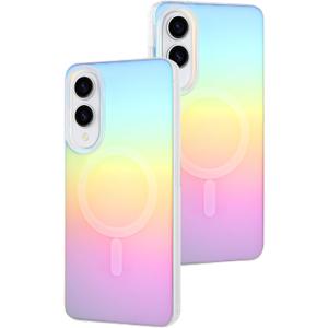 AIGOMARA Magnetic for Samsung Galaxy S25 Edge Case [Compatible with Magsafe] [Fluorescent Holographic Iridescent] Slim Shockproof Matte Protective Phone Cover for Women Girls 6.7 Inch