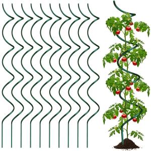 58" Green Plant Supports Spiral Tomato Cages, 10 Pack Metal Twisted Tomato Stakes Climbing Plant Stake Tower Outdoor Indoor