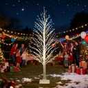 7FT Lighted Birch Chrismas Tree 1000 LED Warm White Lights with Twinkle LightsLED Artificial Tree Light for Indoor Outdoor Home and Christmas Holiday Decoration