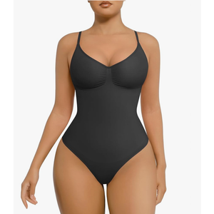 FeelinGirl Shapewear Bodysuit for Women Tummy Control Seamless Sculpting Snatched Waist Body Suit Body Shaper Thong XS-S