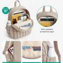 BAGSMART Mini Backpacks for Women, Puffy Checkered Quilted Small Backpack with Pouch, Lightweight Daypack Purse, Water-Resistant Bookbag for Daily Travel College, 2-in-1 Set, Brown