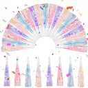 24 Pcs Party Blowers Glitter Iridescent Mermaid Unicorn Princess Noise Makers Metallic Fringed Horns Bulk for Graduation Birthday Favors Kids Decor(Pink, Purple, Blue, White)