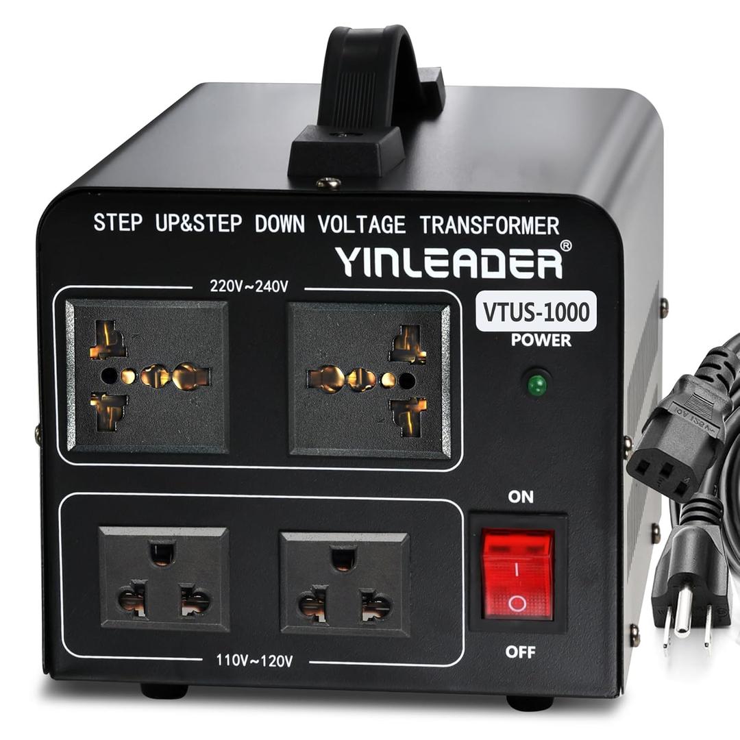 Yinleader 1000W Voltage Converter Transformer(110V to 220V OR 220V to 110V) 1000 Watt Step Up/Down Converter 110/120 Volt - 220/240 Volt w/US Power Cord,Circuit Breaker Protection (VTUS-1000)