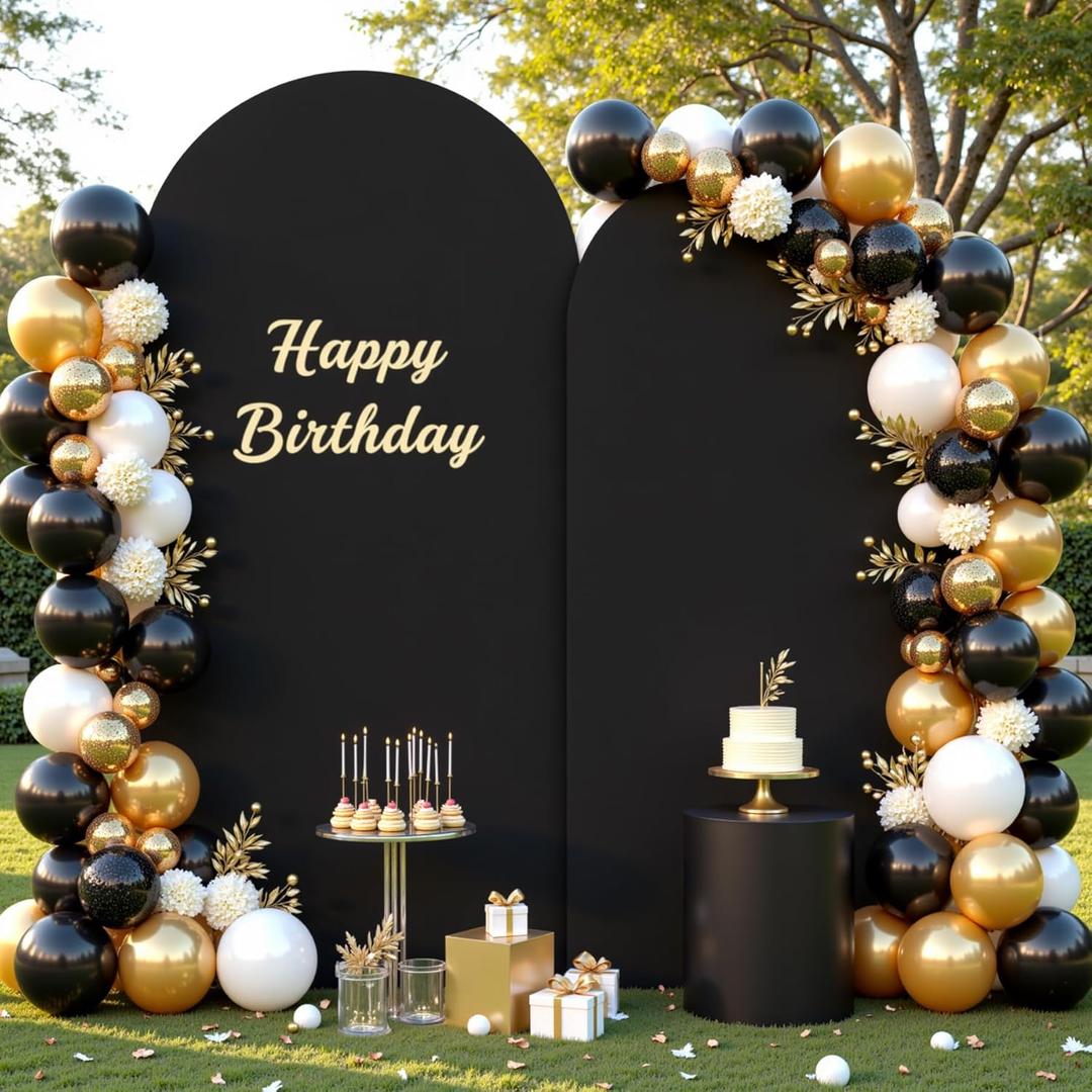 Black Arch Cover 7.2 and 6ft Black Arch Backdrop Cover Set of 2 Spandex Wedding Arch Stand Covers for Birthday Party Baby Shower Bridal Shower Wedding Ceremony Banquet Photo Background Decorations