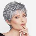 BECUS Gray Wigs for Women Grey Wig for Black Women Sliver Grey Wigs for White Women Pixie Cut Layered for Women Synthetic with Free Wig Cap