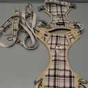 GAMUDA Small Dog Harness Collar and Leash Set, Step in No Chock No Pull Soft Mesh Adjustable Dog Vest Harnesses Plaid Reflective for Dogs Puppy Cats Kitten Rabbit (Beige, L)