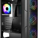 VEVOR PC Gaming Case, Mid-Tower, Computer Case with High-Airflow Tempered Glass Panel, Dust Filter, 4 x 120 mm ARGB Fans, Easy Cable Management, for GPU up to 320 mm in Length, for ATX/M-ATX/ITX