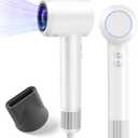 Hair Dryer, Ionic High-Speed Blow Dryer for Fast Drying with Brushless Motor, Portable Professional Hair Dryers with Magnetic Concentrator, Quiet Compact Hairdryer for Women & Men, Travel/Home/Salon (White)