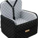 PETICON Waterproof Dog Car Seat for Small Medium Dogs, 6in Memory Foam Pet Booster Seat for Dogs up to 26 lbs with Pockets, Detachable Washable Pet Carseat with Y-Shape Safety Belt