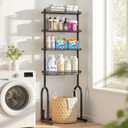 EAGMAK Over The Toilet Storage Rack, 4-Tier Bathroom Organizer with Adjustable Shelves & Basket, Rust-Resistant Metal Over Toilet Shelf for Small Bathroom Space Saving, Black