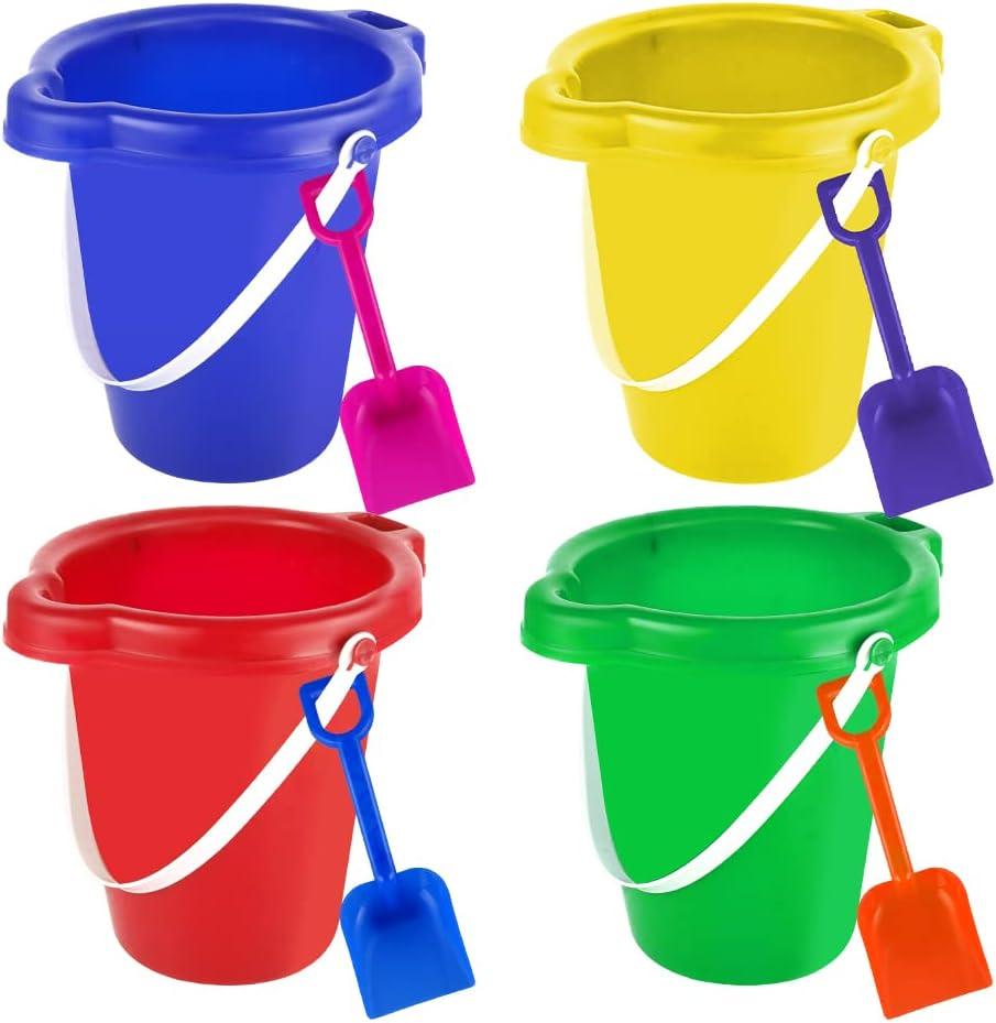 Large Sand Bucket Pail with Shovel, 7'' Large Size Sand Water Bucket for Beach Fun Great Summer Party Accessory, 7.5 x 6.7 inches , 7.5 inches