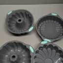 4 Pack Silicone Fluted Pans, Non-stick Baking Molds Silicone Cake Molds Round Baking Pans, Fluted Tube Pan Baking Mold for Homemade Cake, Bread and Jello