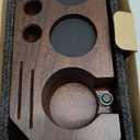 KHAVA Espresso Tamping Station | Wooden Coffee Tamper Station 5154 mm | Espresso Organizer & Portafilter Holder | Coffee Station Organizer for Countertop | Espresso Accessories for Coffee Bar, Brown