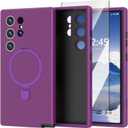 ACKETBOX Magnetic Designed for Samsung Galaxy S24 Ultra Case,with Screen Protector +Kickstand,Shockproof Protective Phone Cover,Case for Galaxy S24 Ultra 5G 6.8"(Deep Purple)