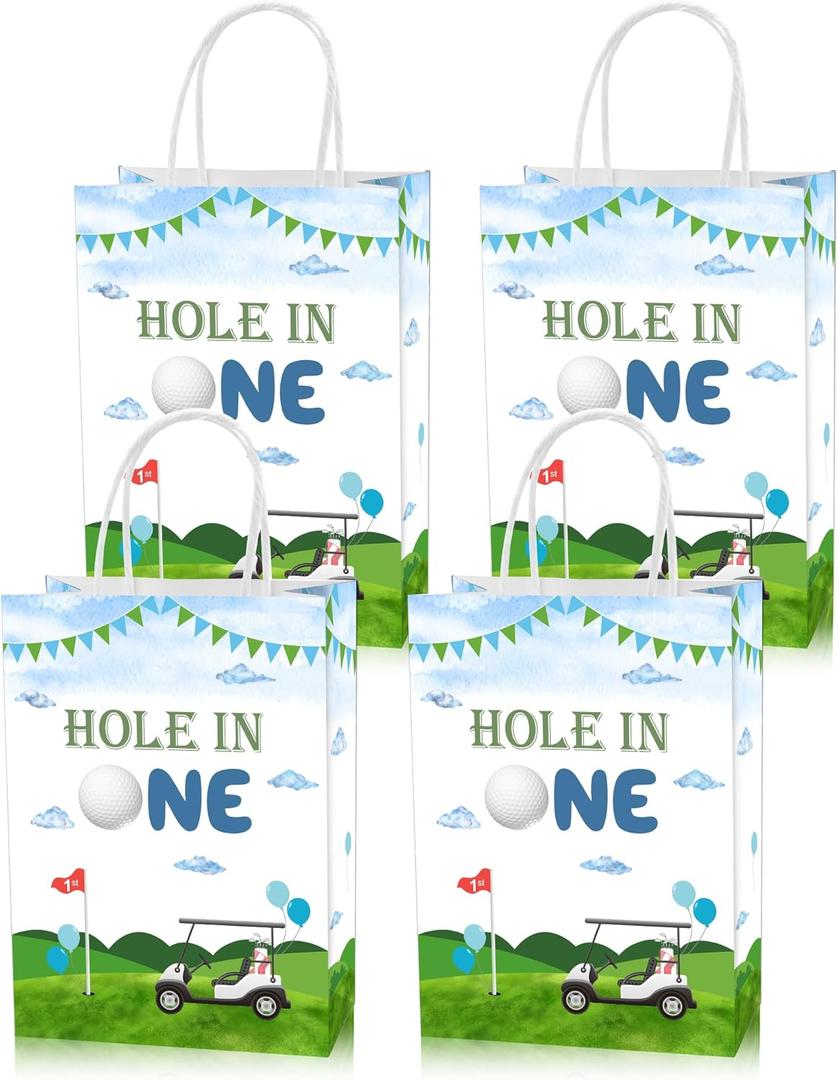Roselush 16 Pcs Hole in One Golf 1st Birthday Goodie Bag,Club Ball Golf 1st Bday Gift Snacks Treat Candy Party Favors Bags for Kids First Birthday Party Decorations Supplies