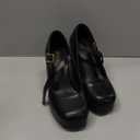 IDIFU Black Heels Platform Mary Jane Shoes Women's Pumps High Chunky Square Closed Toe Block Ankle Strap Work Office Business Dress Shoes for Women Dressy Trendy Comfort Heel(Black Pu, 7)