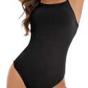 Beautikini Period Swimwear Women One Piece Menstrual Swimsuit Leakproof Racerback Athletic Bathing Suit for Teens Girls (Black, M)