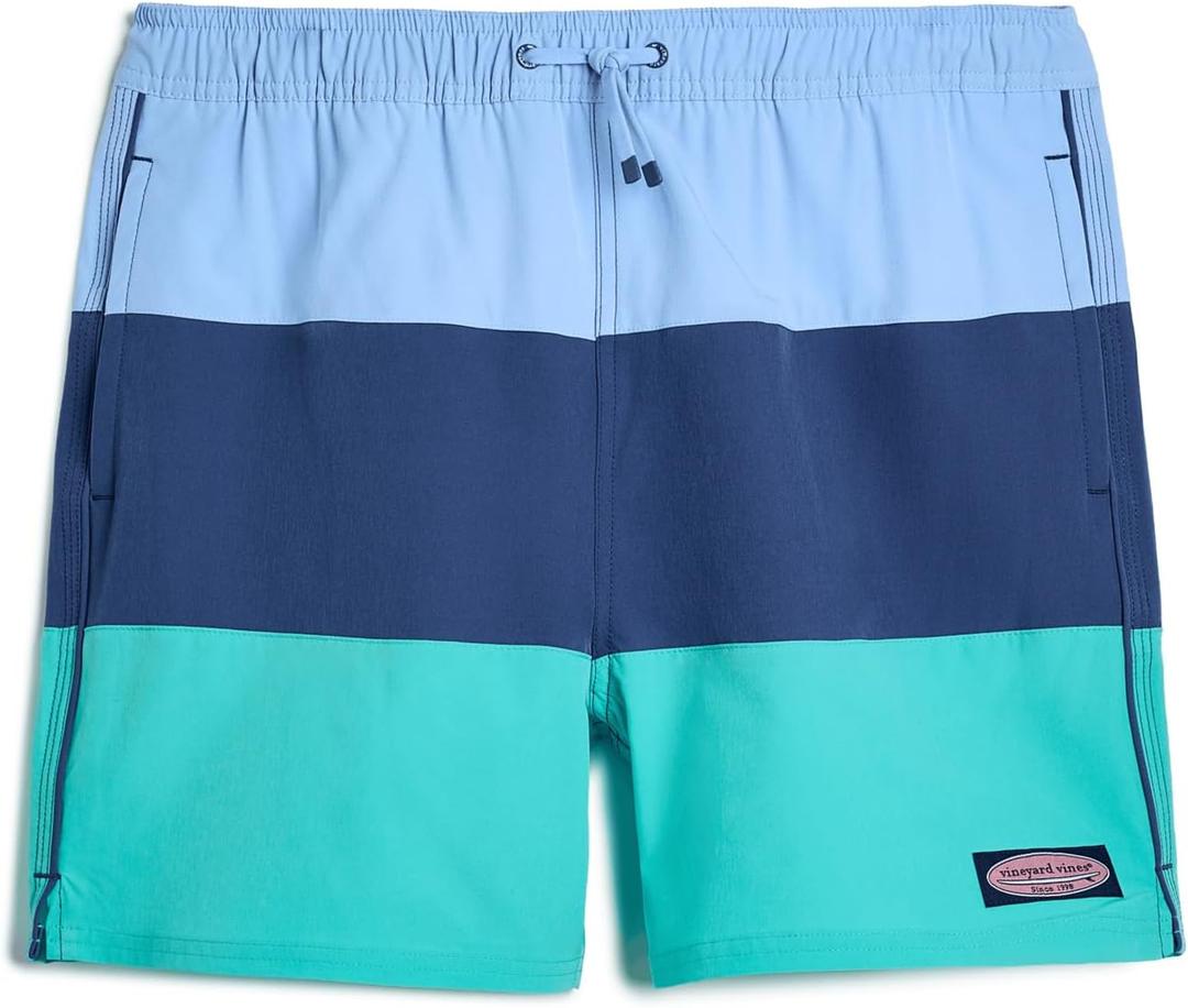 Vineyard Vines Boys' Boys' Colorblock Chappy Swim Trunks (Medium, Serenity Blue), Size Medium