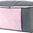 combocube Comforter Storage Bag, Zippered Bag with Large Clear Window and Carry Handles, Space Saver Organizers for Closet, Blanket, Pillow, Quilt, Bedding, Clothes (2Pcs Grey Large)