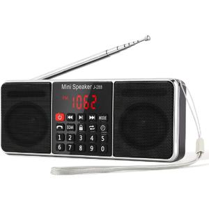 PRUNUS J-288 Portable Radio AM FM Radio with Bluetooth Speaker, Sleep Timer, Power-Saving Display, Ultra-Long Antenna, AUX Input & USB Disk & TF Card MP3 Player, NO Manual Preset (Black)