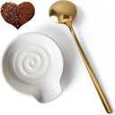 Coffee Spoon Rest for Coffe Bar Accessories, Ceramic Spoon Holder for Coffee Station, Small Spoon Rest for Kitchen Counter, Cute Coffee Bar & Corner Space Decor (Comes with Gold Coffee Spoon)