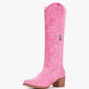 IUV Cowboy Boots For Women Knee High Western Cowgirl Boots Snip Toe Side Zipper Chunky Heel, Size 8