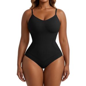 Xcutting Women's Shapewear Bodysuit Seamless Body Shaper Smooths Waist Shaping Everyday Jumpsuit Tummy Control Thong or Brief, S