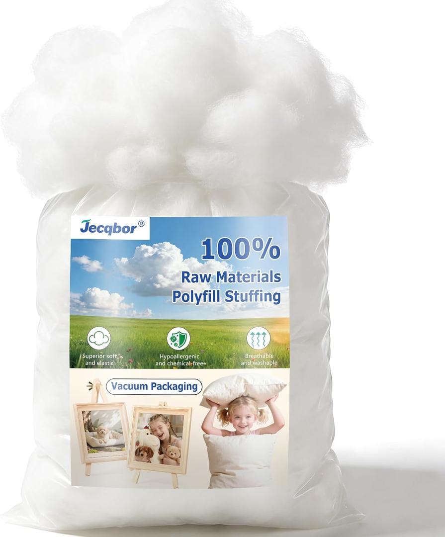 Jecqbor 80oz Soft Polyfill Stuffing, Fluffy Pillow Stuffing Filling for Pillow, Couch Cushion, Cloud Project, Stuffed Animal, Craft, Machine Washable Polyester Fiberfill for Crochet, Pet Bed, Plushies