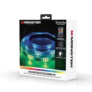 Monster 16.4ft Sound Reactive Multi-Color LED Light Strip with IR Remote Control, Indoor Use, Xtreme Easy Assembly Monster 16.4ft Sound Reactive Multi-Color LED Light Strip with IR Remote Control, Indoor Use, Xtreme Easy Assembly
