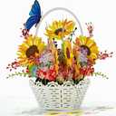 CUTPOPUP Mothers Day Card, 3D Flower Greeting, Birthday Card for Women, Wife, Grandma (Sunflowers Basket)