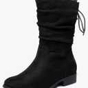 Luoika Women's Wide Width Ankle Boots - Low Heel Side Zipper Slouchy Mid Calf Boots Short Booties. 10XW