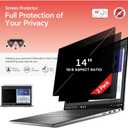 bersem 2 Pack 14 inch Laptop Privacy Screen for 16:9 Ratio Computer Monitor, Anti-Glare, Blue Light Filter, Removable, UV-Blocking